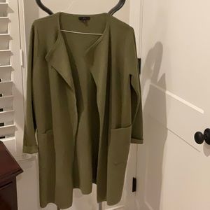 J Crew, sweater/jacket.  It’s a favorite!  This green got light wear.  Size S